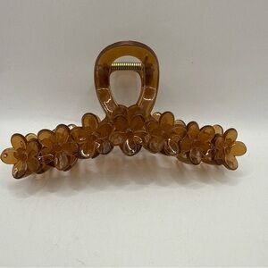 Dark Amber Colored Floral Daisy 5” Hair Claw Clip Hui Hui Strong Spring
